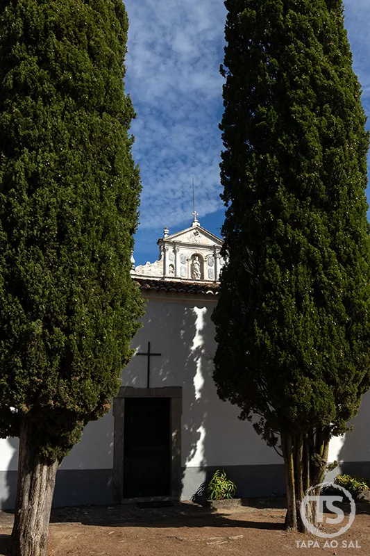 Capela do Convento da Cartuxa em Évora entre ciprestes no Alentejo