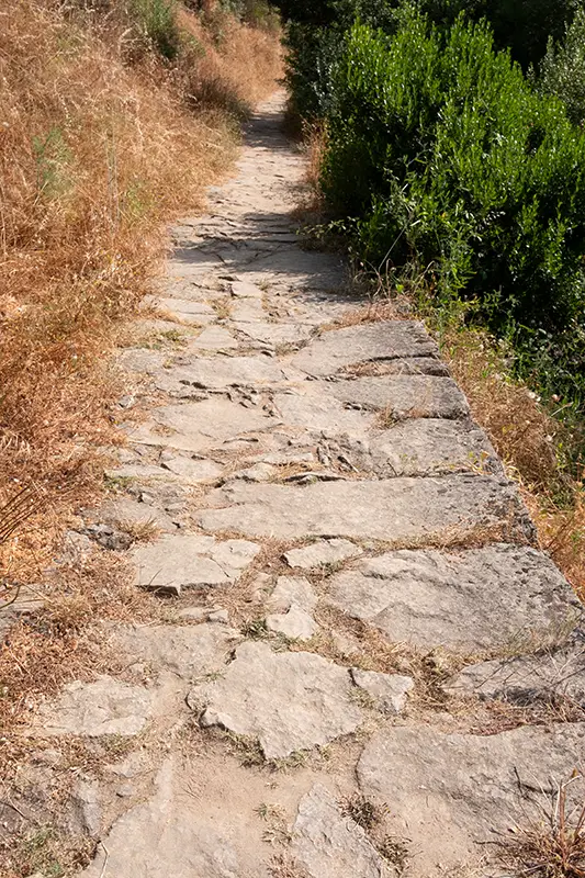 Caminho empedrado no Trilho da Barca da Amieira passadiços de Nisa