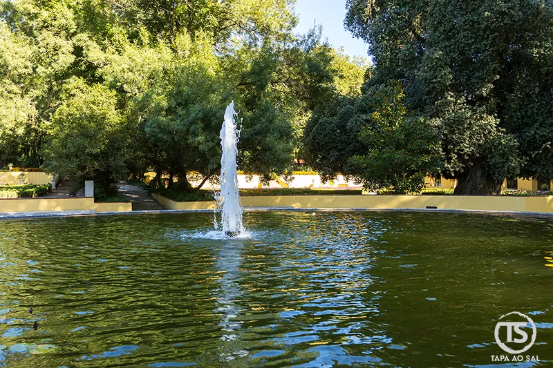 Fonte no Jardim do Cerco Mafra rodeada por árvores centenárias