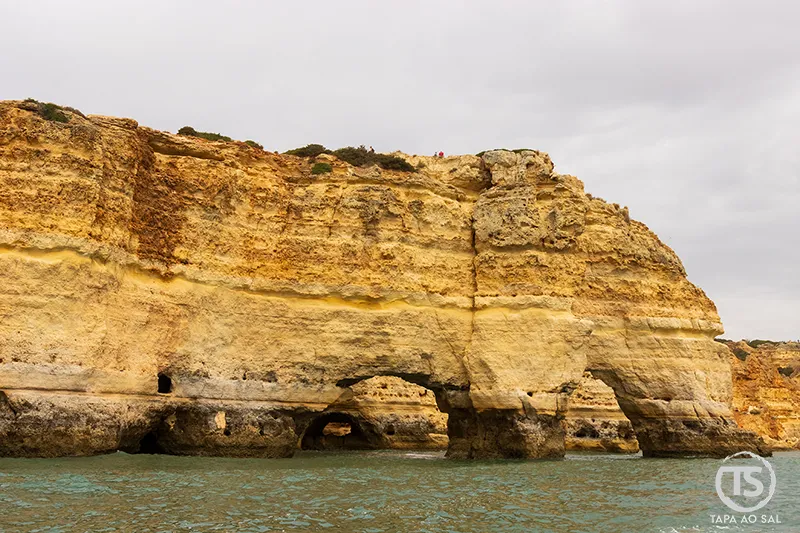 falésias esculpidas pelo mar na costa entre Portimão e as Grutas de Benagil Algarve