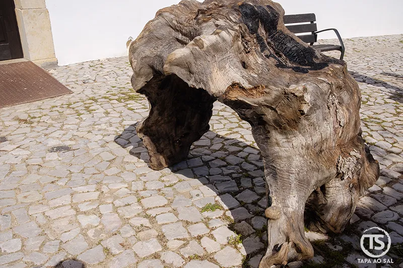 Escultura em tronco junto à Capela dos Ossos de Alcantarilha