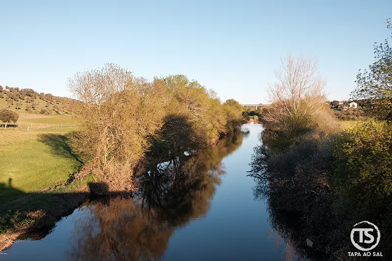 Ribeira de Seda no concelho do Crato, entre vegetação ribeirinha e paisagem rural do Alto Alentejo